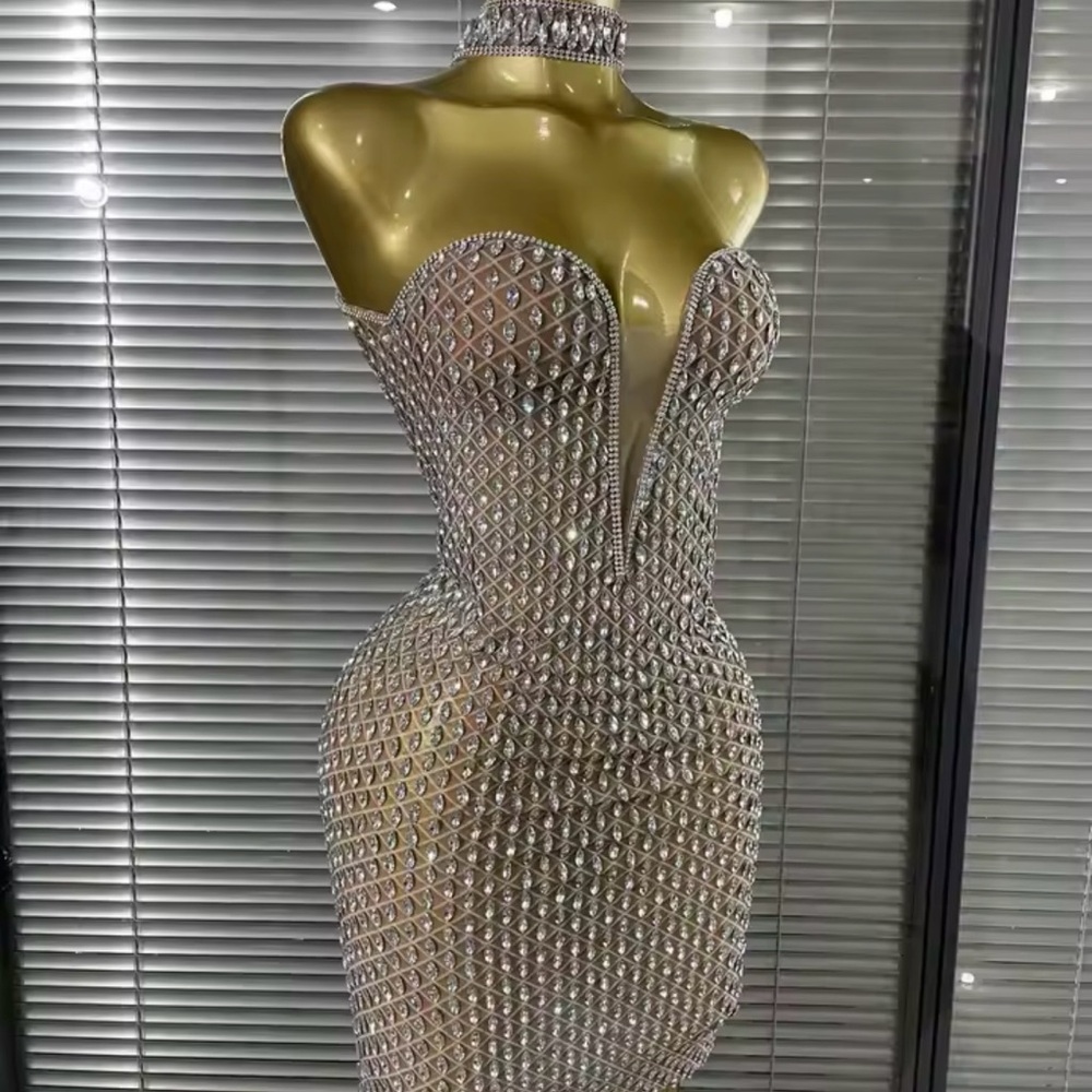 Diamond💎 Embellished Strapless Evening Dress - Picture 3 of 7